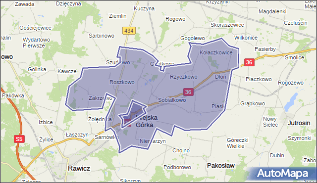 gmina Miejska Górka - powiat rawicki na mapie Targeo