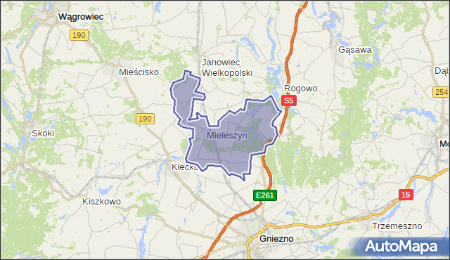 gmina Mieleszyn - powiat gnieźnieński na mapie Targeo