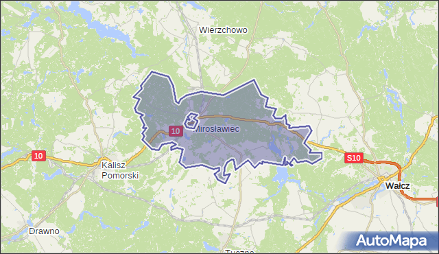 gmina Mirosławiec - powiat wałecki na mapie Targeo