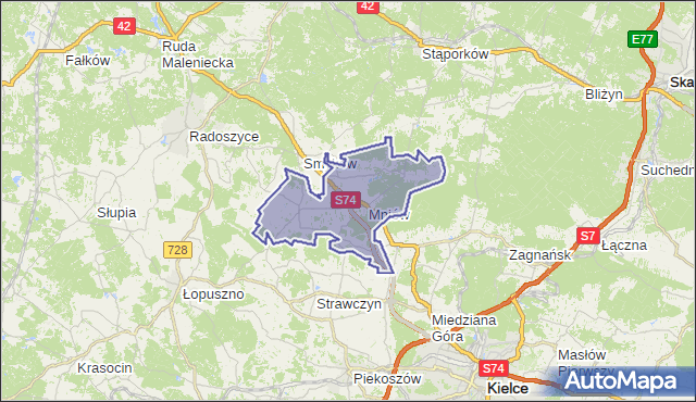gmina Mniów - powiat kielecki na mapie Targeo