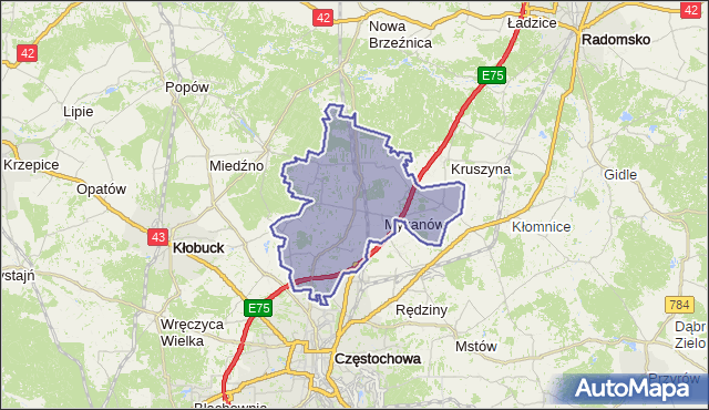 gmina Mykanów - powiat częstochowski na mapie Targeo