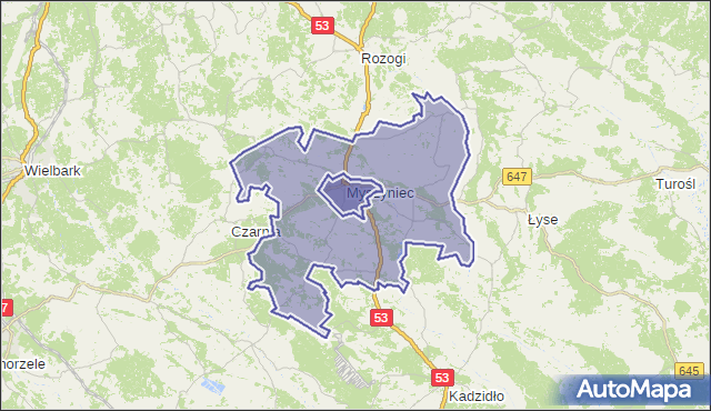 gmina Myszyniec - powiat ostrołęcki na mapie Targeo