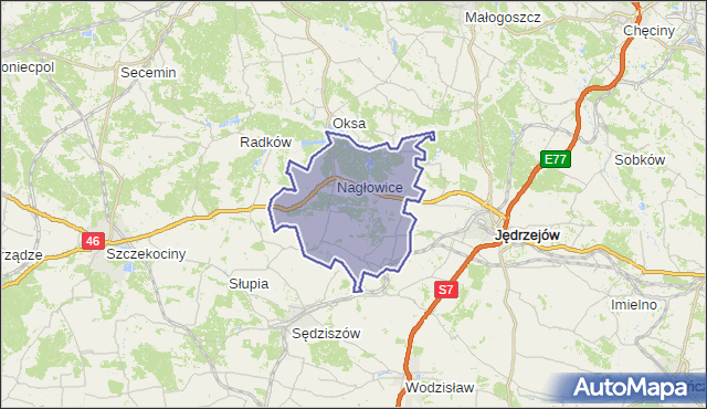 gmina Nagłowice - powiat jędrzejowski na mapie Targeo