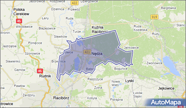 gmina Nędza - powiat raciborski na mapie Targeo