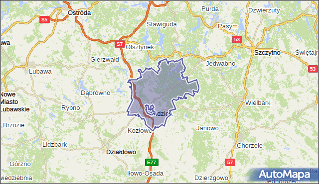 gmina Nidzica - powiat nidzicki na mapie Targeo