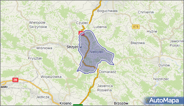 gmina Niebylec - powiat strzyżowski na mapie Targeo