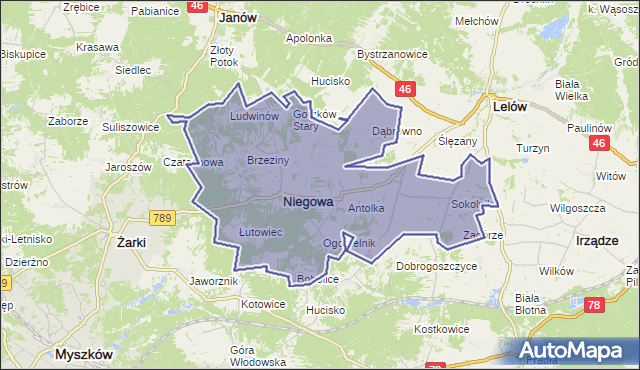 gmina Niegowa - powiat myszkowski na mapie Targeo