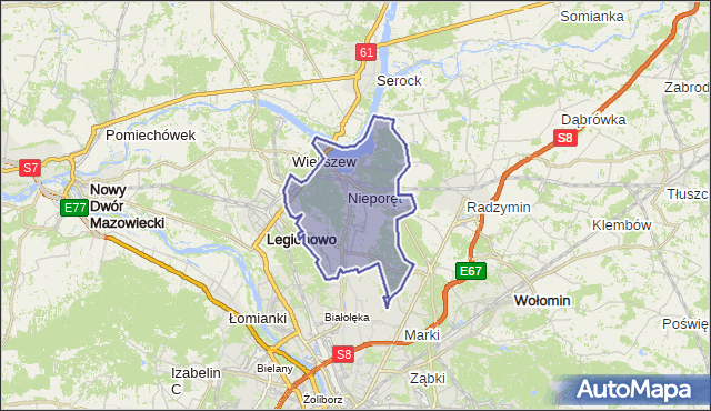 gmina Nieporęt - powiat legionowski na mapie Targeo