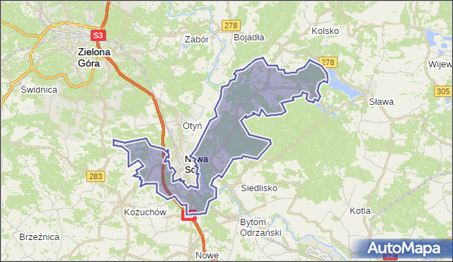 gmina Nowa Sól - powiat nowosolski na mapie Targeo