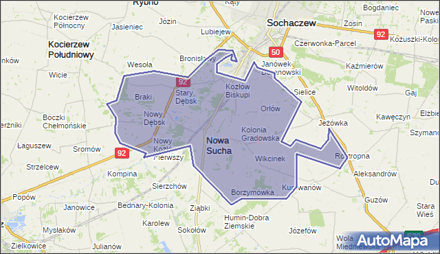 gmina Nowa Sucha - powiat sochaczewski na mapie Targeo
