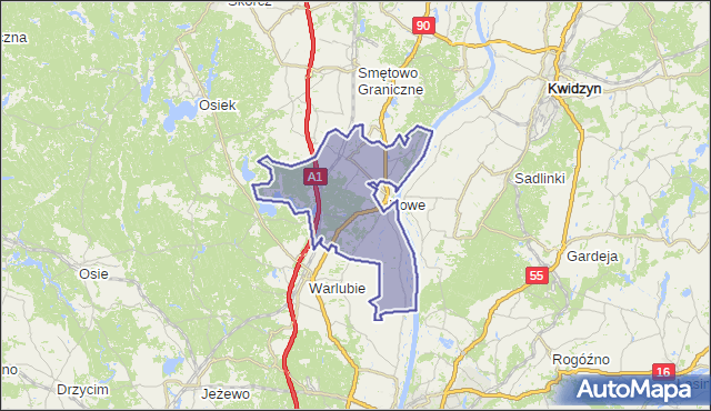 gmina Nowe - powiat świecki na mapie Targeo