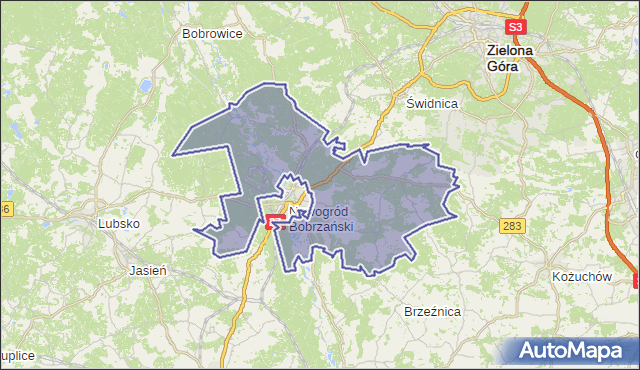gmina Nowogród Bobrzański - powiat zielonogórski na mapie Targeo