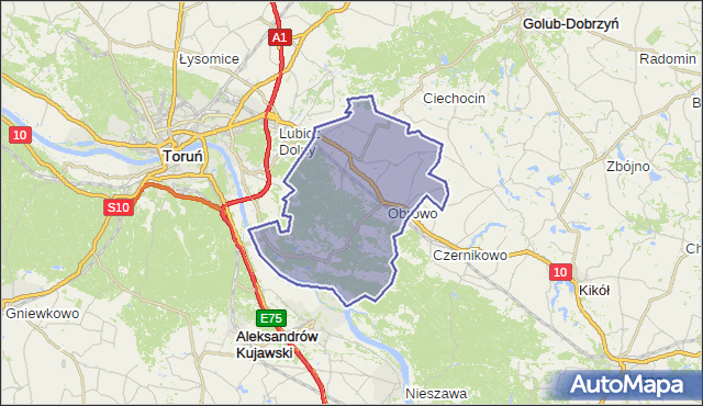 gmina Obrowo - powiat toruński na mapie Targeo