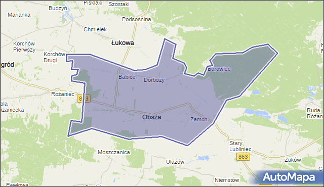 gmina Obsza - powiat biłgorajski na mapie Targeo