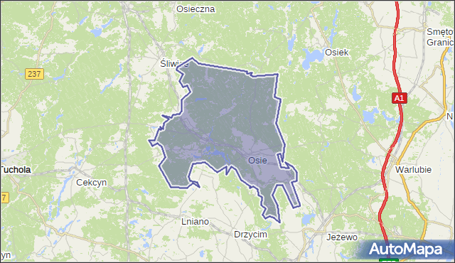 gmina Osie - powiat świecki na mapie Targeo