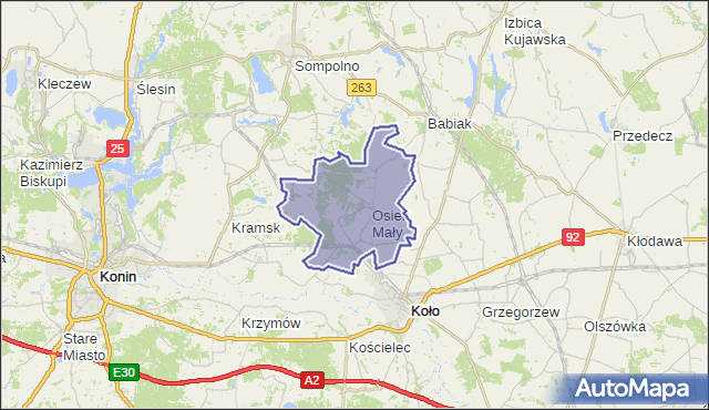 gmina Osiek Mały - powiat kolski na mapie Targeo