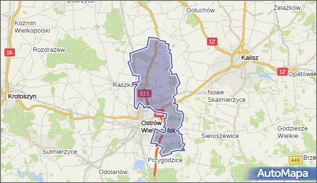 gmina Ostrów Wielkopolski - powiat ostrowski na mapie Targeo