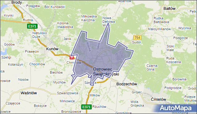 gmina Ostrowiec Świętokrzyski - powiat ostrowiecki na mapie Targeo