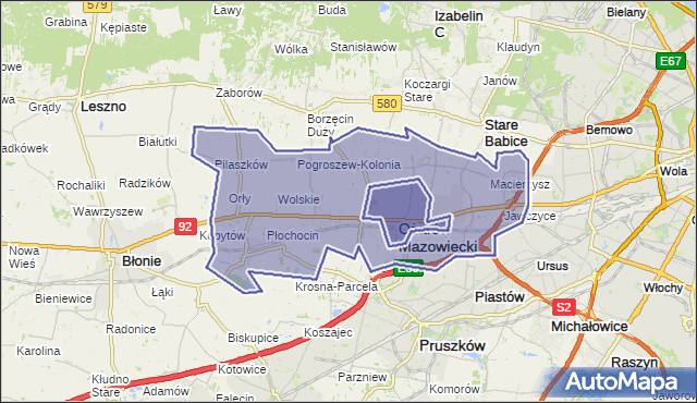 gmina Ożarów Mazowiecki - powiat warszawski zachodni na mapie Targeo