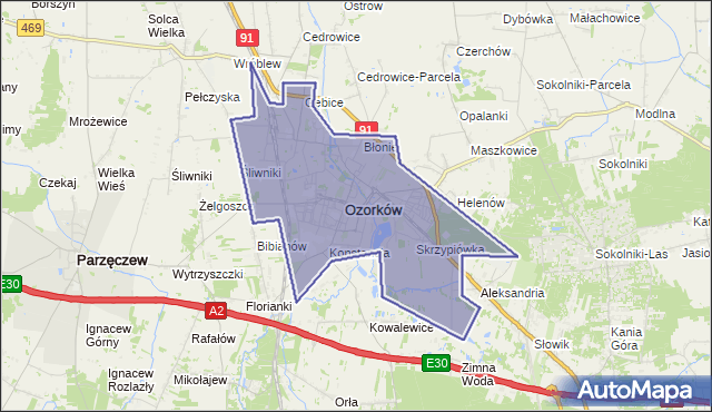 gmina Ozorków - powiat zgierski na mapie Targeo