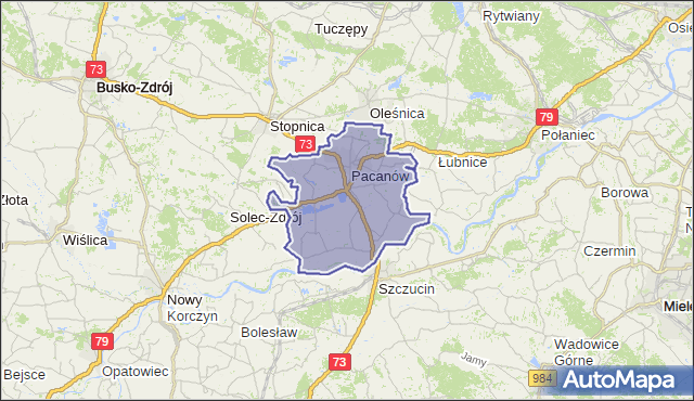 gmina Pacanów - powiat buski na mapie Targeo