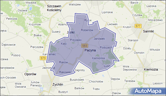 gmina Pacyna - powiat gostyniński na mapie Targeo