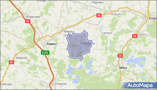 gmina Pakosław - powiat rawicki na mapie Targeo