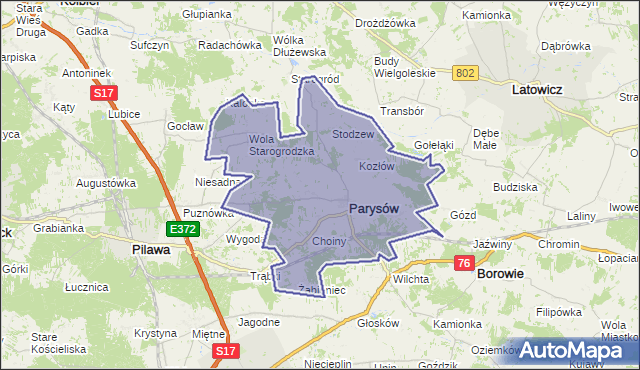 gmina Parysów - powiat garwoliński na mapie Targeo