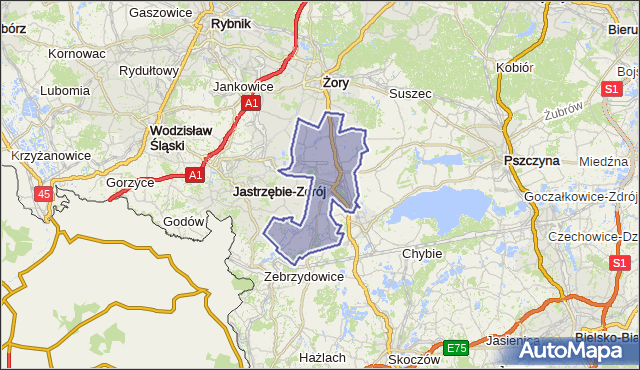 gmina Pawłowice - powiat pszczyński na mapie Targeo