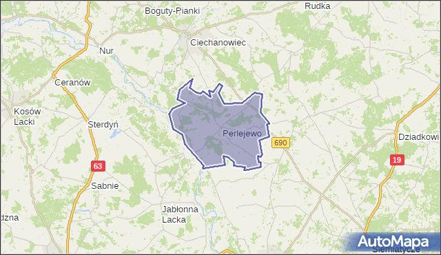 gmina Perlejewo - powiat siemiatycki na mapie Targeo