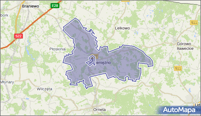 gmina Pieniężno - powiat braniewski na mapie Targeo