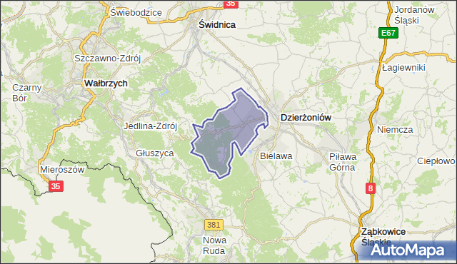 gmina Pieszyce - powiat dzierżoniowski na mapie Targeo