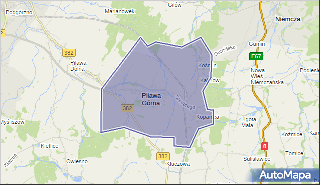 gmina Piława Górna - powiat dzierżoniowski na mapie Targeo