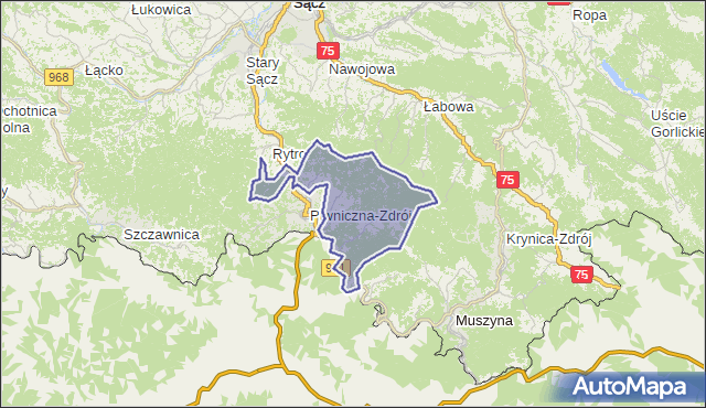 gmina Piwniczna-Zdrój - powiat nowosądecki na mapie Targeo