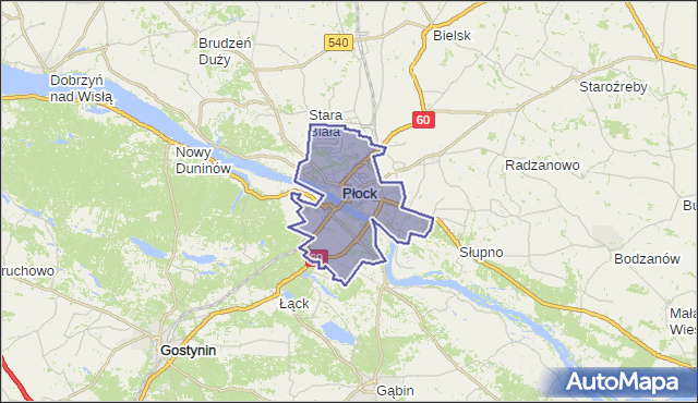 gmina Płock - powiat Płock na mapie Targeo