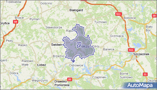 gmina Połczyn-Zdrój - powiat świdwiński na mapie Targeo