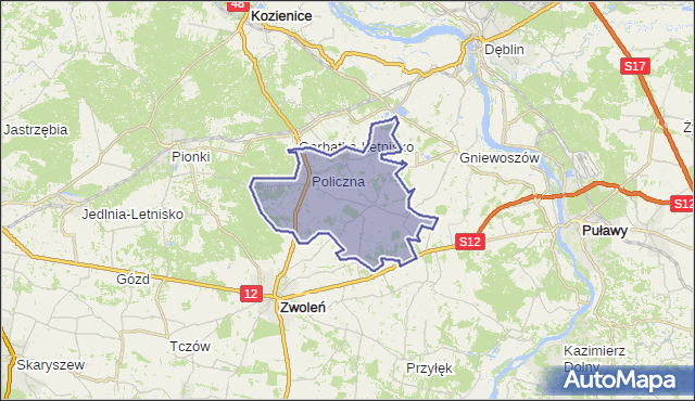 gmina Policzna - powiat zwoleński na mapie Targeo