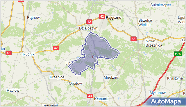 gmina Popów - powiat kłobucki na mapie Targeo