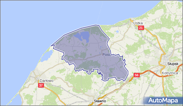 gmina Postomino - powiat sławieński na mapie Targeo