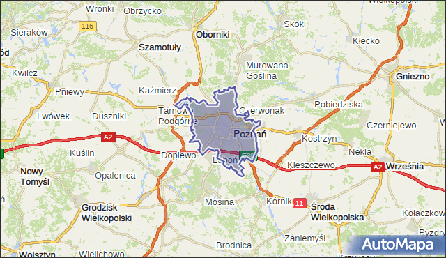 gmina Poznań - powiat Poznań na mapie Targeo