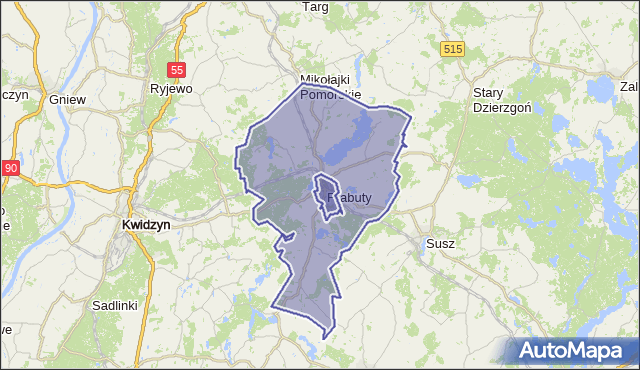 gmina Prabuty - powiat kwidzyński na mapie Targeo