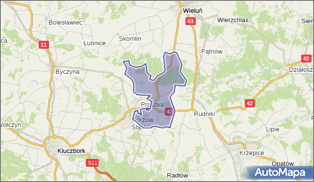 gmina Praszka - powiat oleski na mapie Targeo
