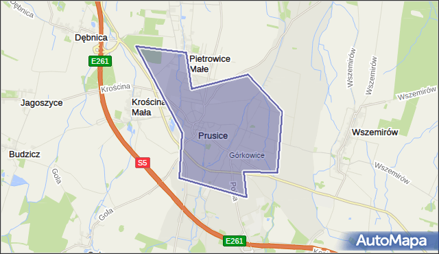 gmina Prusice - powiat trzebnicki na mapie Targeo