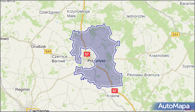 gmina Przasnysz - powiat przasnyski na mapie Targeo