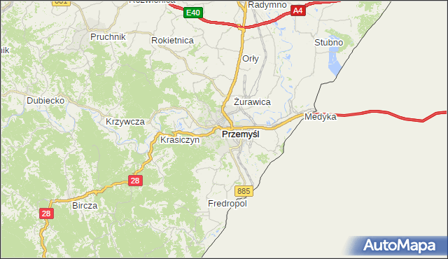 gmina Przemyśl - powiat Przemyśl na mapie Targeo