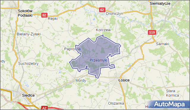 gmina Przesmyki - powiat siedlecki na mapie Targeo