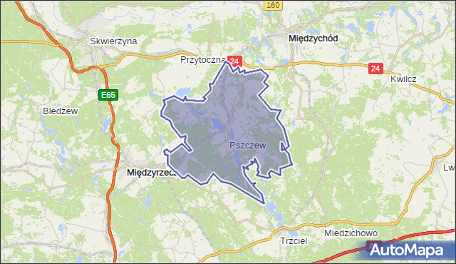 pszczew lubuskie mapa Gmina Pszczew, powiat międzyrzecki, województwo lubuskie na mapie 