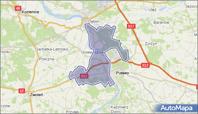 gmina Puławy - powiat puławski na mapie Targeo