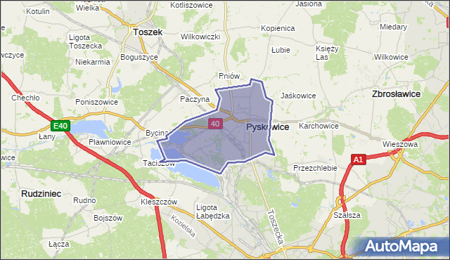 gmina Pyskowice - powiat gliwicki na mapie Targeo