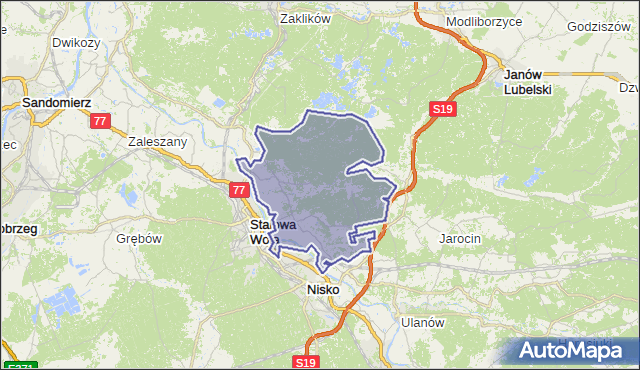 gmina Pysznica - powiat stalowowolski na mapie Targeo
